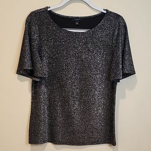 Ann Taylor Black and Silver Short Sleeve Top